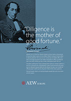 Advertisement taken from a broader campaign for AEW, linking their brand to famous people throughout history